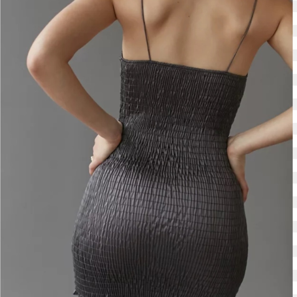 Urban Outfitters Charcoal Smocked Backless Slip Dress XS